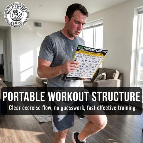 Calisthenics & Core Workout Poster – Bodyweight Exercise Wall Chart with QR Video Demos | Calisthenics & Core System, Actual Workouts, Free Video Support, Visual Workout Guides, Multiple Format Options in Kuwait