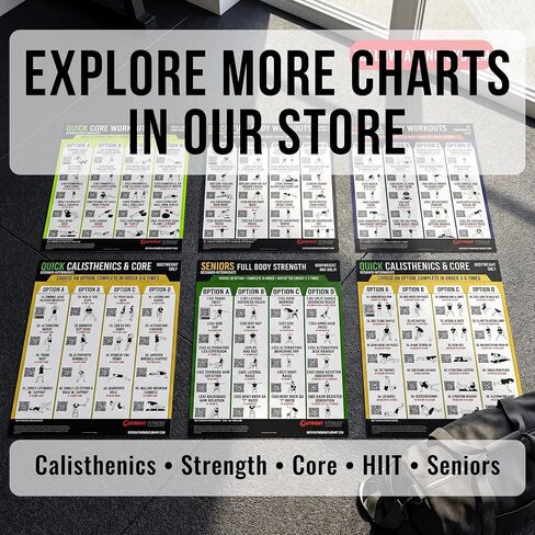 Calisthenics & Core Workout Poster – Bodyweight Exercise Wall Chart with QR Video Demos | Calisthenics & Core System, Actual Workouts, Free Video Support, Visual Workout Guides, Multiple Format Options in Kuwait