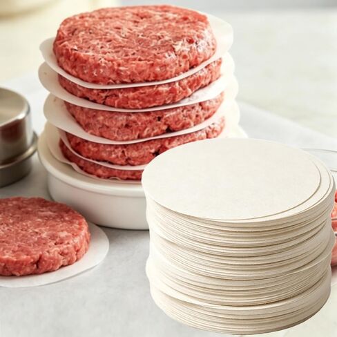 150Pcs 4.5 Inches Round Hamburger Patty Paper, Non Stick Silicone Paper Circles for Burger Press, Meat Patties Separator, Freezer & Oven Use, White in Kuwait