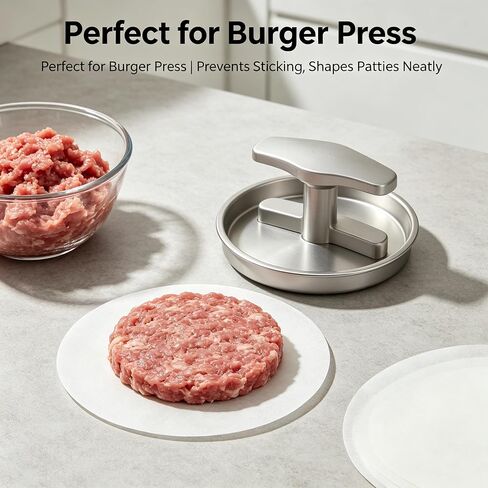 150Pcs 4.5 Inches Round Hamburger Patty Paper, Non Stick Silicone Paper Circles for Burger Press, Meat Patties Separator, Freezer & Oven Use, White in Kuwait