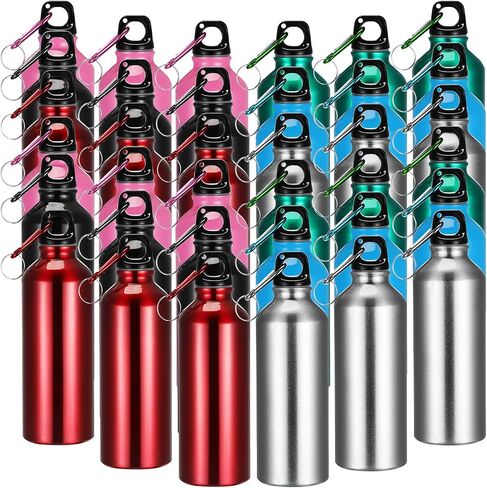 Yaomiao 36 Pcs Lightweight Aluminum Water Bottle Bulk 17 oz Leak Proof Bike Water Sports Bottles with Buckle and Twist Cap Team Reusable for Sports Gym Bicycle Camping(Bright Tones) in Kuwait