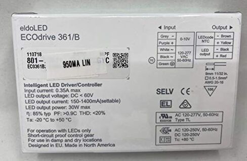 ECOdrive 361/B 950MA LIN، ECOdrive، 30 وات، 0-10 فولت، 1 قناة تحكم، تيار ثابت، مخرج 1x 55 فولت، تغذية سفلية، مربع معدني 950MA LIN، 231Y5M in Kuwait