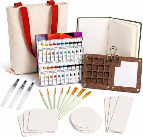 Travel Watercolor Set – Portable Mini Watercolor Paint Kit with Brushes, Pocket Watercolor Palette, Small Painting Kit for Beginners, Students, Hobby Artists & Travel Art Lovers (8) in Kuwait