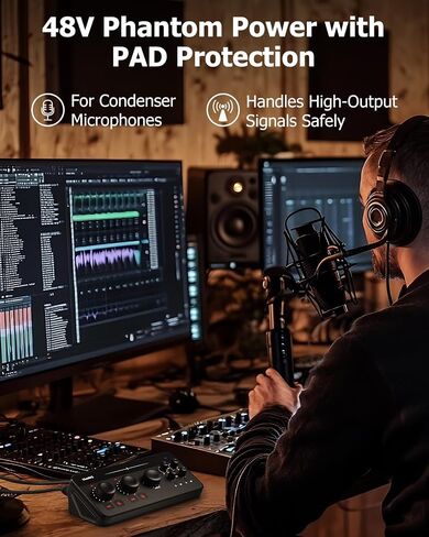 blueAVS (blueCaster TWO) واجهة صوت USB - واجهة تسجيل استوديو 24 بت/192 كيلو هرتز، USB-C و48 فولت Phantom Power ASIO Driver للجيتار والبودكاست والاستديو المنزلي DAW والبث والبث الصوتي in Kuwait