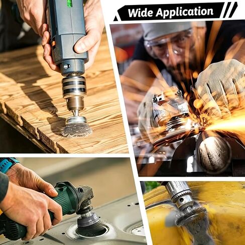 3-Piece Wire Brush Set with 1/4" Hex Shank, Pen Cup & T-Type High-Carbon Steel Drill Brushes, Rust Paint Remover Deburring Polishing Tools for Metal Wood Automotive Workshop in Kuwait