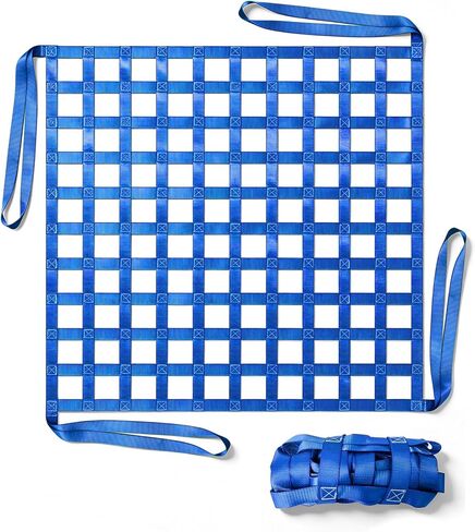 Safety Cargo Lifting Nets, 4.92'x4.92' Flat Polyester Sling Hoisting Net, 1212lbs Load Capacity, 10cm Mesh, Heavy Duty Cargo Net for Moving Hoisting Loading Unloading(Blue) in Kuwait