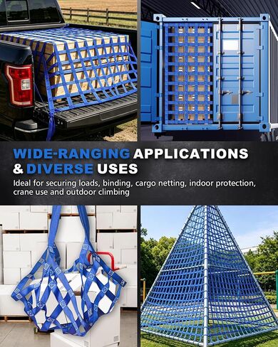 Safety Cargo Lifting Nets, 4.92'x4.92' Flat Polyester Sling Hoisting Net, 1212lbs Load Capacity, 10cm Mesh, Heavy Duty Cargo Net for Moving Hoisting Loading Unloading(Blue) in Kuwait