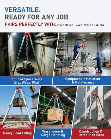 Lifting Tripod Stand 2200 Lbs, Angle-Adjustable Hoist Support Kit with 360° Rotating Ring, Tripod Accessories, Tripod Head & Base Set for Chain Hoist, Lever Hoist, Garage, Warehouse, Construction in Saudi Arabia