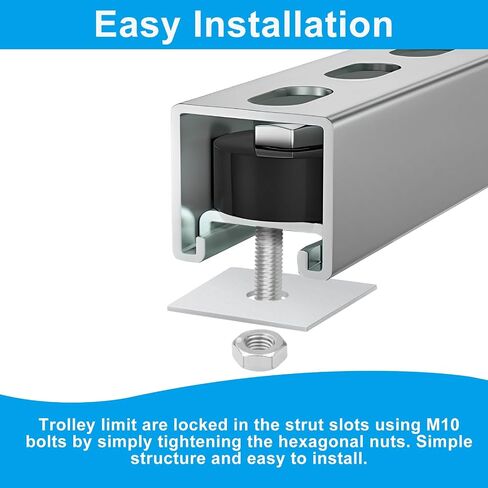 2 Pcs Limit Trolley Assembly Trolley Roller Wheels Limit for 1-5/8" Wide and 1-5/8" or Taller Unistrut Strut Channel in Saudi Arabia
