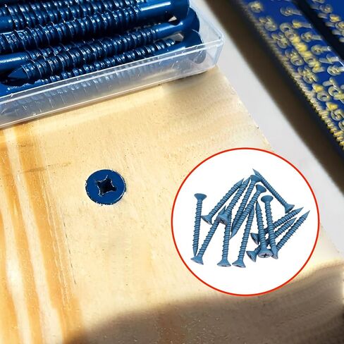 3/16" x 1-3/4" Concrete Screw, Blue Flat Head Anchors for Cement, Stucco, Block, Brick or Masonry (55Pcs) in Kuwait