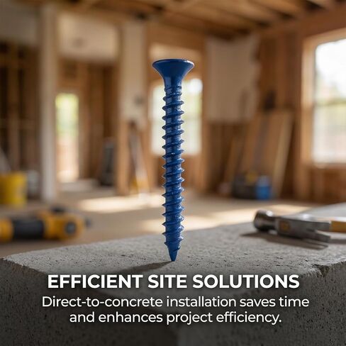 3/16" x 1-3/4" Concrete Screw, Blue Flat Head Anchors for Cement, Stucco, Block, Brick or Masonry (55Pcs) in Kuwait