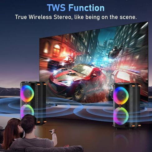 Karaoke Machine with 2 Wireless Microphones, Portable Bluetooth Karaoke Speaker for Adults, Big Party PA System with Dicso Lights & Dual 6.5" Stage Subwoofers for Home Outdoor, Ideal Gifts for All in Kuwait