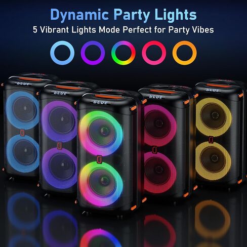Karaoke Machine with 2 Wireless Microphones, Portable Bluetooth Karaoke Speaker for Adults, Big Party PA System with Dicso Lights & Dual 6.5" Stage Subwoofers for Home Outdoor, Ideal Gifts for All in Kuwait