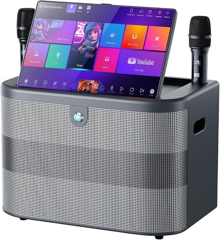 Smart Karaoke Machine with Lyrics Display, 15.6 Inch Touch Screen, Dual Bluetooth Wireless Microphones, Up to 400W Deep Bass Powerful Speaker, Karaoke Machine for Adults, Kids and Singers (Large) in Kuwait