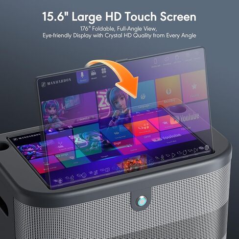 Smart Karaoke Machine with Lyrics Display, 15.6 Inch Touch Screen, Dual Bluetooth Wireless Microphones, Up to 400W Deep Bass Powerful Speaker, Karaoke Machine for Adults, Kids and Singers (Large) in Kuwait
