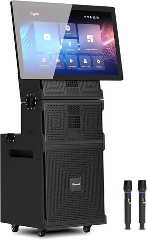 Karaoke Machine for Adults with Lyrics Display, Portable Built-in 22 Inches Tablet with 2 Wireless Microphones,1200W Peak Power Bluetooth Portable Karaoke System for Any Occasion (S-200) (22 inch) in Kuwait