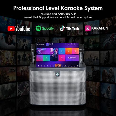 Smart Karaoke Machine with Lyrics Display, 15.6 Inch Touch Screen, Dual Bluetooth Wireless Microphones, Up to 400W Deep Bass Powerful Speaker, Karaoke Machine for Adults, Kids and Singers (Large) in Kuwait
