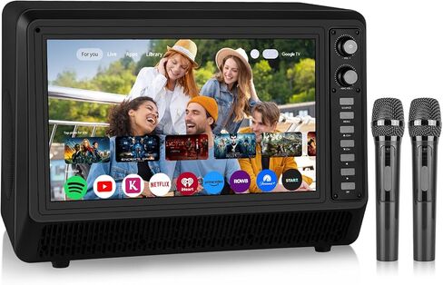15.6 inch Smart Karaoke Machine for Adults with Lyrics Display, 200W Peak Power,Bluetooth Karaoke Speaker with 2 Microphones,Supports HDMI/USB/AUX Bluetooth Karaoke Machine for Home Party Camping in Kuwait