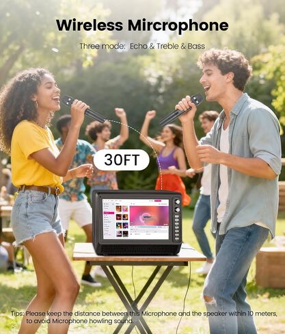 15.6 inch Smart Karaoke Machine for Adults with Lyrics Display, 200W Peak Power,Bluetooth Karaoke Speaker with 2 Microphones,Supports HDMI/USB/AUX Bluetooth Karaoke Machine for Home Party Camping in Kuwait