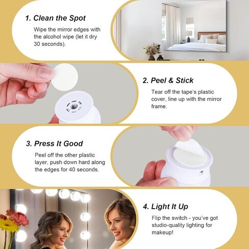 40-Pack Double-Sided Foam Adhesive Pads for Makeup Mirror Lights – Strong Replacement Tape for Bulb Mounting in Kuwait