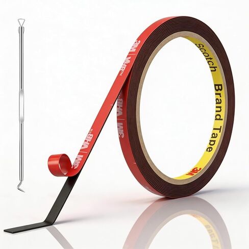 3M Double Sided Tape Heavy Duty Made of VHB 5925 Black 1/4 inch x 10 Ft, Permanent Automotive Mounting Foam Tape for Car Trim, Exterior, Metal, Waterproof Clear Adhesive Strips (0.25" × 10 Ft) in Kuwait