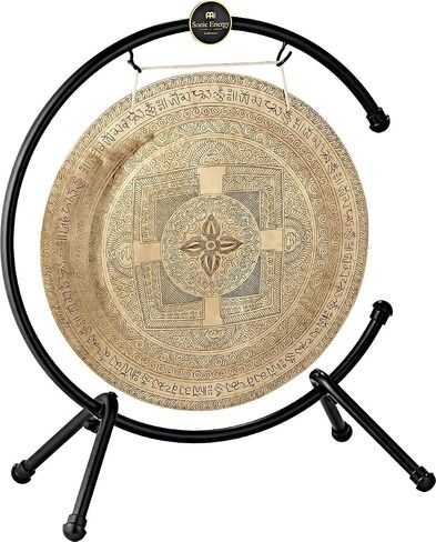 22" Premium Wind Gong, Hand Engraved — MADE IN INDIA — Includes Table Stand, For Meditation, Sound Healing Therapy and Yoga, 2-YEAR WARRANTY in Kuwait