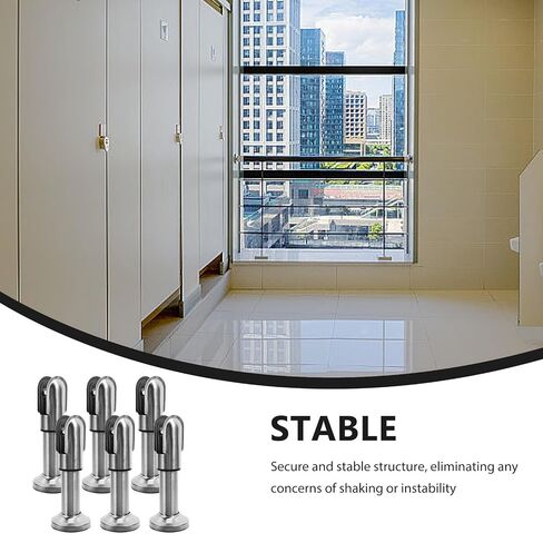 FOMIYES 6pcs Stainless Steel Public Restroom Partition Brackets for Washrooms, Toilet Partition Support Feet with Increased Stability and Easy Maintenance, Suitable for 12-18mm Panels in Kuwait