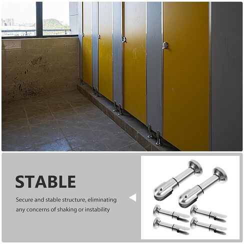 FOMIYES 6pcs Stainless Steel Public Restroom Partition Brackets for Washrooms, Toilet Partition Support Feet with Increased Stability and Easy Maintenance, Suitable for 12-18mm Panels in Kuwait