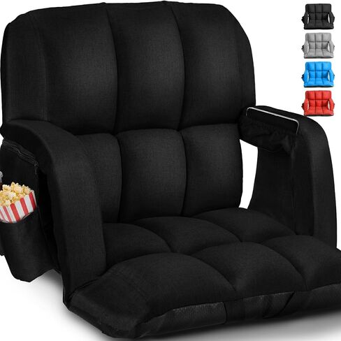 Stadium Seats with Back Support Wide, 4.7" Padded Bleacher Seat, 6-Position Reclining Bleacher Chairs with Back and Cushion, Sofa Style Ergonomic Design for Sports Games Baseball Football (22.5"Grey) in Kuwait