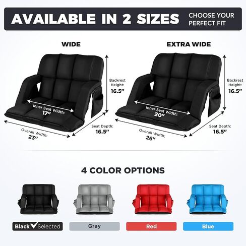 Stadium Seats with Back Support Wide, 4.7" Padded Bleacher Seat, 6-Position Reclining Bleacher Chairs with Back and Cushion, Sofa Style Ergonomic Design for Sports Games Baseball Football (22.5"Grey) in Kuwait