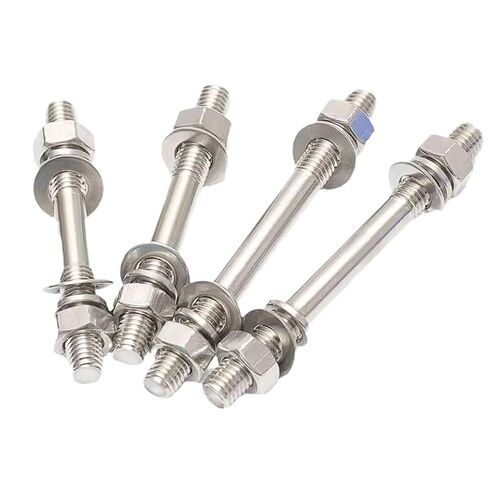 5 or 10 Sets 304 Stainless Steel M6 Double Ended Stud Bolt Kit with Nuts, Lock Washers, Flat Washers, Through-Wall Threaded Rod (M6*30 (10 Sets)) in Kuwait