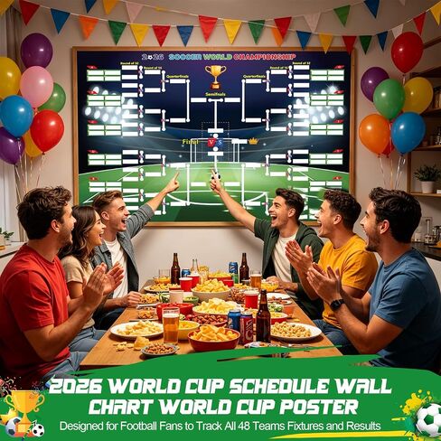 ملصق جدول كأس العالم 2026 من HUIJUTCHEN، مقاس 38.5 بوصة × 26.7 بوصة للتنبؤ بملصق مخطط الحائط لتعقب الفائز، 384 ملصقًا للعلم الوطني مع أسماء البلدان، ملصق كرة القدم 2026 لبضائع كأس العالم لديكور المنزل والحفلات in Kuwait