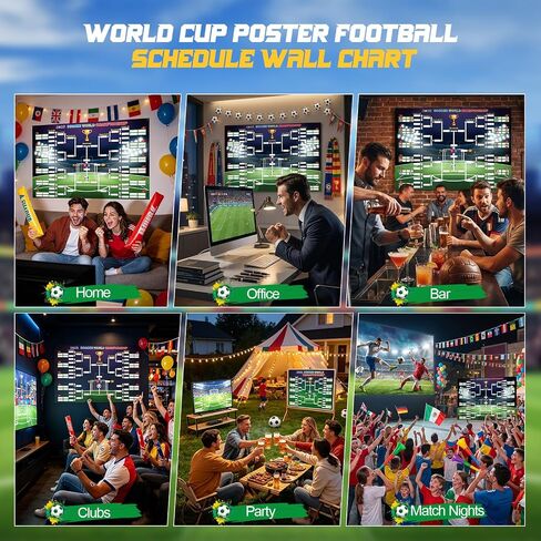 ملصق جدول كأس العالم 2026 من HUIJUTCHEN، مقاس 38.5 بوصة × 26.7 بوصة للتنبؤ بملصق مخطط الحائط لتعقب الفائز، 384 ملصقًا للعلم الوطني مع أسماء البلدان، ملصق كرة القدم 2026 لبضائع كأس العالم لديكور المنزل والحفلات in Kuwait