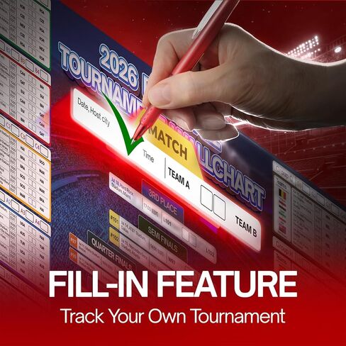 2026 World Cup Soccer Schedule Poster 16.5" x 23.6" – 2 Pieces, Full Tournament Match Schedule, Group Stage Tracker & Knockout Bracket, Perfect Wall Decor for Fans, Game Nights & Sports Rooms in Kuwait