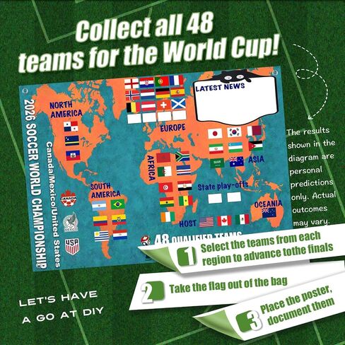 ملصق جدول كأس العالم 2026 ومعرض مجموعة 48 فريقًا، ملصق عملي مزدوج الجوانب 2 في 1 لتزيين بضائع كرة القدم، مخطط حائط ديكور لمباراة كرة القدم، هدايا رائعة لمحبي كرة القدم (23.6 بوصة طول × 16.5 بوصة عرض) in Kuwait