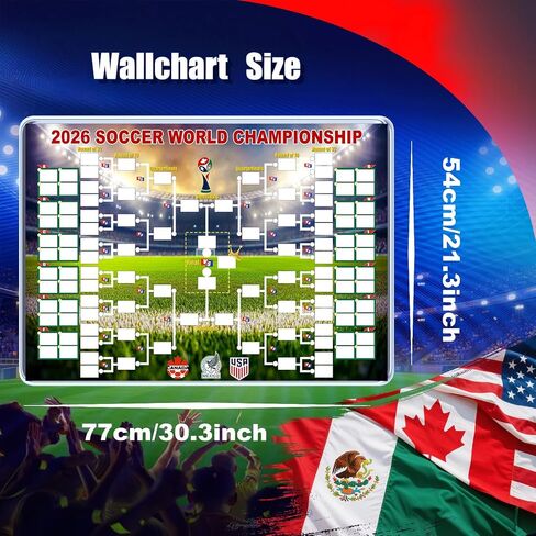 ملصق جدول كأس العالم 2026 ومعرض مجموعة 48 فريقًا، ملصق عملي مزدوج الجوانب 2 في 1 لتزيين بضائع كرة القدم، مخطط حائط ديكور لمباراة كرة القدم، هدايا رائعة لمحبي كرة القدم (23.6 بوصة طول × 16.5 بوصة عرض) in Kuwait