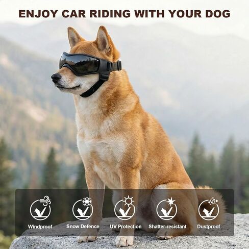 نظارات شمسية للكلاب، OWNPETS، نظارات شمسية للكلاب صغيرة الحجم مع حزام قابل للتعديل، حماية من الأشعة فوق البنفسجية للعين، نظارات مضادة للرياح للكلاب الصغيرة، أحمر in Kuwait