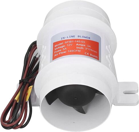 منفاخ خطي 3in 145CFM 12V منفاخ آسن بحري عالي الكفاءة لليخوت والقارب RV in Kuwait