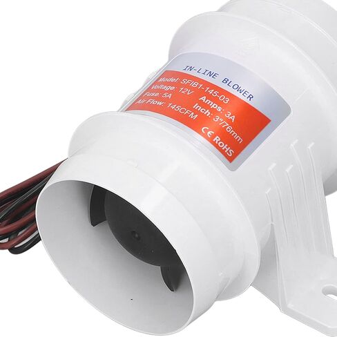منفاخ خطي 3in 145CFM 12V منفاخ آسن بحري عالي الكفاءة لليخوت والقارب RV in Kuwait