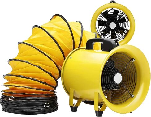 Portable Explosion Proof Exhaust Fan 8 Inch, Heavy Duty Industrial Fans With 16ft/5 m Flexible Duct Hose, Utility Air Mover Blower Fan for Extraction and Ventilation in Kuwait