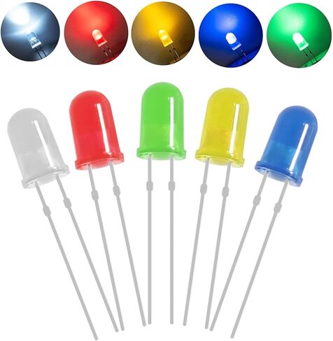 100 قطعة من صمامات إضاءة LED ملونة 5 مم، مجموعة متنوعة من دائرة LED لتجربة مشروع العلوم (20 قطعة/لون) in Kuwait