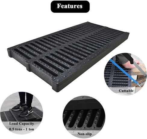 Outdoor Drain Cover, Plastic Drainage Trench Covers/Flat Sewage Gratings for Yard Garden Floor Channel Trough Top, Replacement Black Sewer Lids Hole Systems for Blocking Leaves (Color : L in Saudi Arabia
