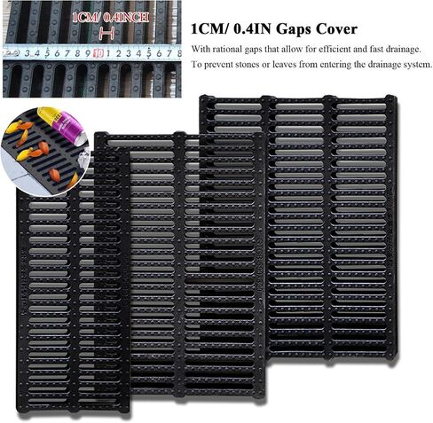 Outdoor Drain Cover, Plastic Drainage Trench Covers/Flat Sewage Gratings for Yard Garden Floor Channel Trough Top, Replacement Black Sewer Lids Hole Systems for Blocking Leaves (Color : L in Saudi Arabia