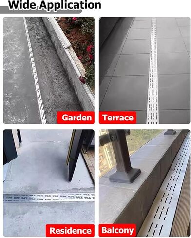 Trench Drain Grate,Stainless Steel Floor Trench Drain with Diverter, Heavy-Duty Sewer Grate Channel Drain, Gutter Cover for Basement, Patios & Decks, 39.4x5.9x2in Drainage Solution in Kuwait
