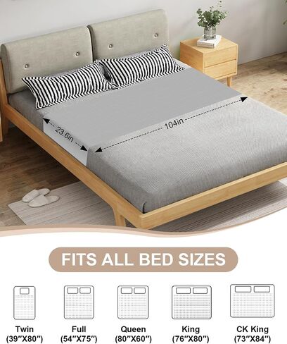 Grounding Sheets,Grounding Mat for Bed 10% Pure Silver Fiber+90% Organic Cotton,with 15Ft Grounding Cord,Fixed Clips,Test Pen,104 * 23.6inch Suitable for All Mattress Sizes(Grey) in Saudi Arabia