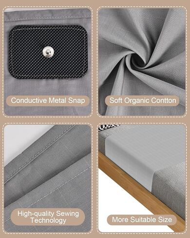Grounding Sheets,Grounding Mat for Bed 10% Pure Silver Fiber+90% Organic Cotton,with 15Ft Grounding Cord,Fixed Clips,Test Pen,104 * 23.6inch Suitable for All Mattress Sizes(Grey) in Saudi Arabia