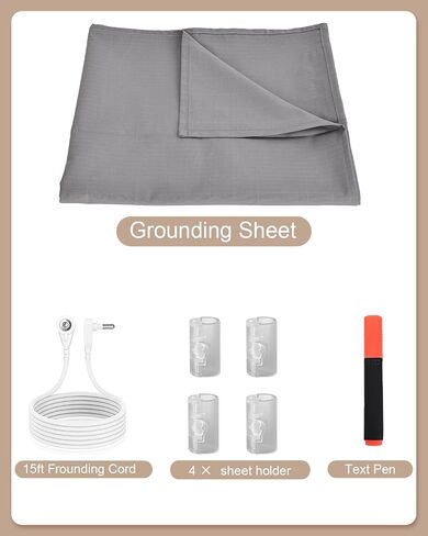 Grounding Sheets,Grounding Mat for Bed 10% Pure Silver Fiber+90% Organic Cotton,with 15Ft Grounding Cord,Fixed Clips,Test Pen,104 * 23.6inch Suitable for All Mattress Sizes(Grey) in Saudi Arabia