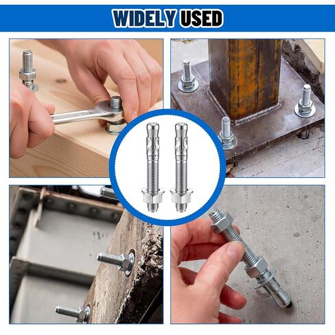 Moxweyeni 20 Pcs 3/4" x 5-1/2" Heavy Duty Wedge Anchors Zinc Plated with Nuts and Washers, Concrete Anchors for Concrete and Cement for Construction Industrial DIY in Saudi Arabia
