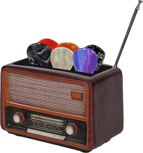 Vintage Radio Style Guitar Pick Display Stand, Resin Guitar Pick Holder for Desk, Unique Music-Themed Decor and Gift for Guitarists, Musicians, & Music Lovers in Saudi Arabia