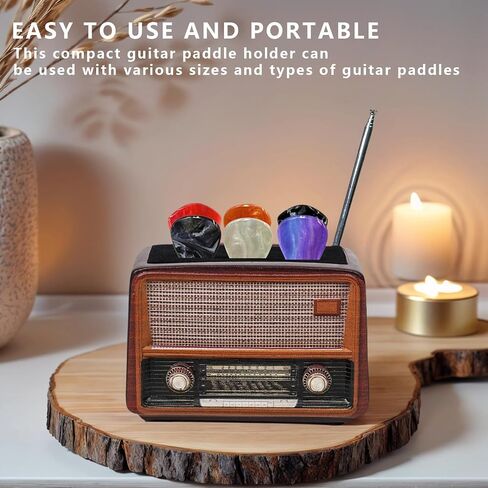 Vintage Radio Style Guitar Pick Display Stand, Resin Guitar Pick Holder for Desk, Unique Music-Themed Decor and Gift for Guitarists, Musicians, & Music Lovers in Saudi Arabia